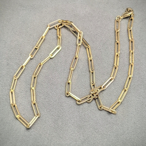Necklace Chain Real 14K Gold Filled Paper Clip Chain 22" Trendy Will not Tarnish - Picture 5 of 11